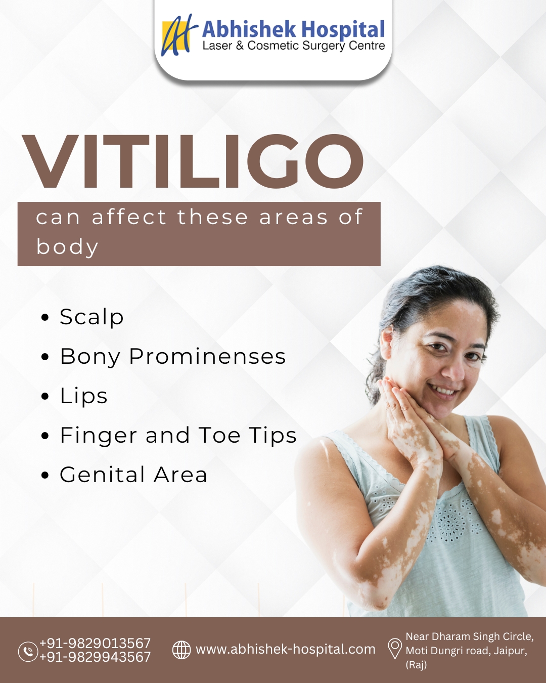 Vitiligo can affect these areas of body